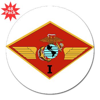 1MAW - M01 - 01 - 1st Marine Aircraft Wing with Text - 3" Lapel Sticker (48 pk)